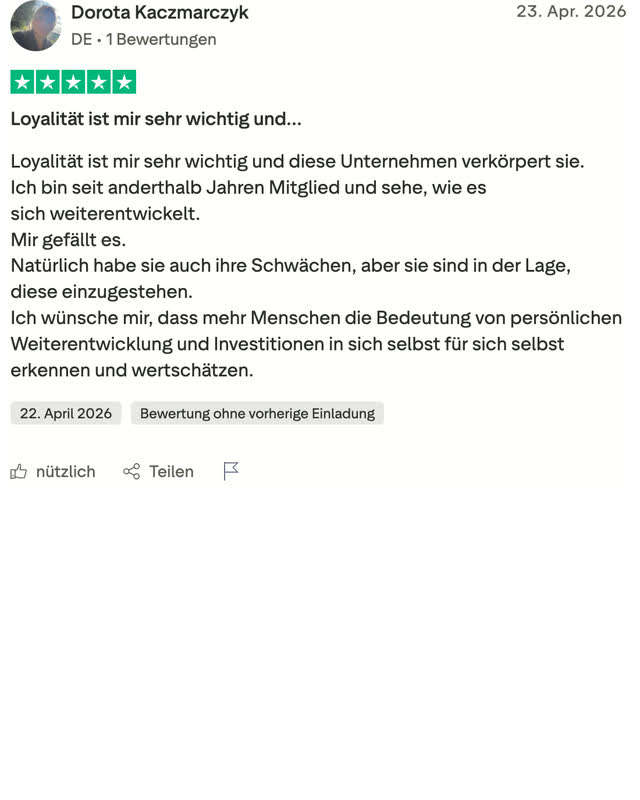 Dorota Kaczmarczyk, fünf Sterne: Sie ist seit anderthalb Jahren dabei und schreibt, das Unternehmen habe Schwächen, könne sie aber eingestehen.
