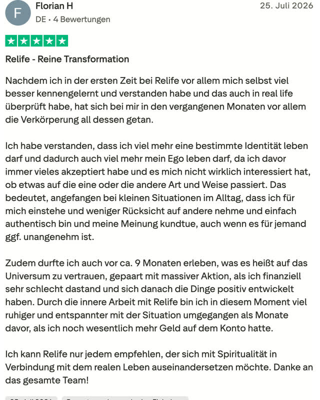Florian H, fünf Sterne: Er beschreibt, was sich nach längerer Mitgliedschaft im Alltag verändert hat.